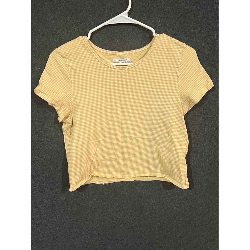 Yellow checkered crop top womans
